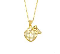 Produits de fille 925 Collier de verrouillage en argent sterling pour femmes et hommes, collier de verrouillage de coeur en pierre pendentif cadenlas, collier de cadenas pour les femmes, collier de