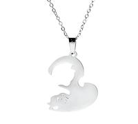 Produits de fille 925 Puzzle de forme de coeur argent sterling correspondant à un collier de chat noir pour femmes, meilleur ami BFF Charme de chat noir - Collier de chat Halloween, bijoux de chat