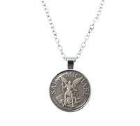 Produits de filles 925 Collier Sterling Silver Saint Michael pour femmes et hommes, Collier de joyau en verre Archange St.Michael Protect Me Saint Shield Protection Charm, St Michael Collier, Saint