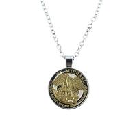 Produits de filles 925 Collier Sterling Silver Saint Michael pour femmes et hommes, Collier de joyau en verre Archange St.Michael Protect Me Saint Shield Protection Charm, St Michael Collier, Saint