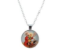 Produits de filles 925 Collier Sterling Silver Saint Michael pour femmes et hommes, Collier de joyau en verre Archange St.Michael Protect Me Saint Shield Protection Charm, St Michael Collier, Saint
