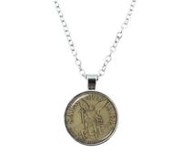 Produits de filles 925 Collier Sterling Silver Saint Michael pour femmes et hommes, Collier de joyau en verre Archange St.Michael Protect Me Saint Shield Protection Charm, St Michael Collier, Saint