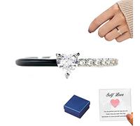 PRODUITS GILLES RING ENAMEL-Je choisis ma paix, bague en zircone de coeur réglable, bague de fiançailles à demi-émail coupée à moitié, à mon anneau de fille, à des cadeaux de femmes (Blue-2PCS)