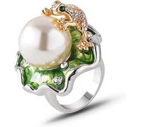 Produits pour filles Bijoux animaux chauds anneaux de grenouille n Green Email large anneau large pour femme fête cristalline Gold Couleurs vintage bijoux