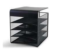 Produits Safco Onyx en maille filet horizontal à suspendre de rangement de bureau, Noir Quatre horizontal noir