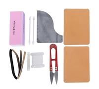 Produits semi-finis de costume en cuir de bricolage, ensemble de sacs en cuir de bricolage avec outils, kit de cuir tanné végétal pour la fabrication de portefeuilles de (Kaki + noir wax mat)