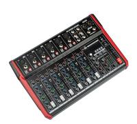 Proel PLAYMIX10 Mixeur audio à 10 entrées avec module Bluetooth, lecteur MP3 et enregistrement stéréo sur USB, Noir Finition rouge