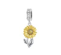 PROESS Argent Sterling Rose Fleur Collier Tournesol Collier Cristal Fée Lys Pendentif Décorations florales Fleur de Rose Tournesol Cadeaux pour les femmes filles