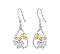 PROESS Boucles d'oreilles tulipes en argent sterling 925 - Motif papillon - Cadeau pour femme, fille, maman, geeignet, Argent sterling, Pas de gemme