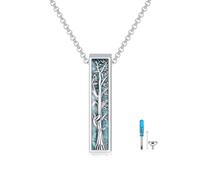 PROESS Collier urne en argent sterling 925 Memento Mori / Chevaux / Dragon / Arbre de Vie / Croix - Pendentif pour cendres - Cadeau pour homme et femme, Argent sterling, Pas de gemme