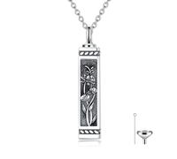 PROESS Collier urne en argent sterling 925 pour cendres de naissance, collier funéraire en forme de fleur, bijou souvenir pour homme et femme, Suitable, Argent sterling, Pas de gemme