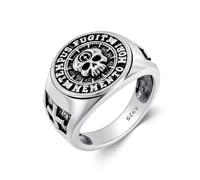PROESS Memento Mori Bague en argent sterling 925 avec tête de mort Bague Memento Mori Bijou cadeau pour homme et femme Taille 7/8/9/10, 10, Argent sterling, Aucune pierre précieuse