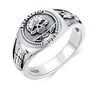 PROESS Memento Mori Bague en argent sterling 925 avec tête de mort Bague Memento Mori Bijou cadeau pour homme et femme Taille 7/8/9/10, 8, Argent sterling, Aucune pierre précieuse
