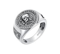 PROESS Memento Mori Bague gothique en argent sterling 925 Motif tête de mort Chevalière Arbre de vie Bijoux Memento Vivere Cadeaux Taille 8