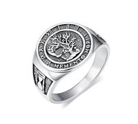 PROESS Memento Mori Bague tête de mort en argent sterling 925 Arbre de vie Bague Memento Mori Bijoux Cadeau pour homme femme sexe anniversaire (taille 9/10/11), 11, Argent sterling