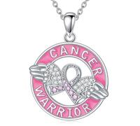 PROESS Nœud rose sur le thème du cancer du sein Chaîne en argent sterling Bijoux de sensibilisation au cancer du sein Cadeaux pour survivants et combattantes