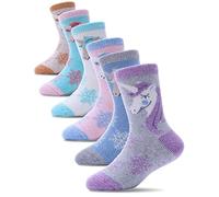 PROETRADE Chaussettes en Laine pour Enfants Fille Garçons Petits Tout-petits Hiver Noël Chaude Équipage, Cadeaux 6 Paires (Licorne, 29-34)
