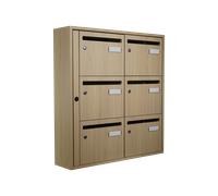 Prof. 190 mm - Bloc 6 boites aux lettres Essentielle - Chêne Clair