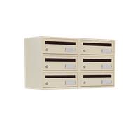 Prof. 250 mm - Bloc 6 boîtes aux lettres "Compact Horizontal" - Blanc perlé