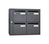 Prof. 380 mm - Bloc 4 boîtes aux lettres Acier - Gris Anthracite