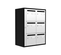 Prof. 380 mm - Bloc 6 Boites aux lettres Acier / Bois - Noir et Blanc