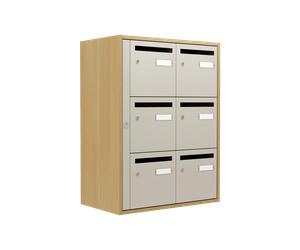 Prof. 380 mm - Bloc de 6 boites aux lettres Acier et Bois