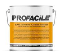 PROFACILE Peinture blanc satin intérieur murs, plafonds, boiseries, radiateurs, sans odeur, 2 en 1, sous-couche intégrée, 2.5 litres