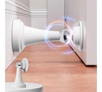 Profasion Lot de 2 butées de porte magnétiques en acier inoxydable et caoutchouc pour montage mural et au sol, sans perçage, avec bandes adhésives, blanc