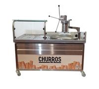PROFERIA Stand à Churros Électrique Premium 160 cm - Friteuse Ø70 cm 22-38 L - 380V - Stand Personnalisable avec Vitrine - Fabrication Inox Pro - Food Truck & Événementiel