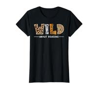 Professeur d'anglais Wild About Reading Books Lovers Library Day T-Shirt Graphique avec Valeur, Femme, Noir, XS