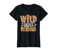 Professeur d'anglais Wild About Reading Books Lovers Library Day T-Shirt Graphique avec Valeur, Femme, Noir, XS