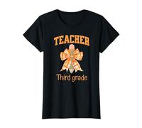 Professeur de rentrée Scolaire de troisième année Mignon Automne nœud Orange T-Shirt