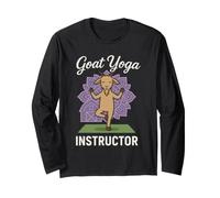 Professeur de Yoga avec chèvre - Retraite de Bien-être Animal Amusant Manche Longue