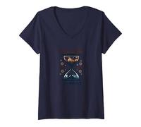 Professeur d'études sociales : enseigner Le passé pour l'avenir T-Shirt avec Col en V, Femme, Bleu Marine, M