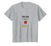 Professeur Happy Fri-Yay : 5 Jours d'arrêt, 2 Jours pour retrouver Apple Fun T-Shirt, Enfant, Gris Chiné, 4 Ans