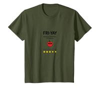 Professeur Happy Fri-Yay : 5 Jours d'arrêt, 2 Jours pour retrouver Apple Fun T-Shirt, Enfant, Olive, 2 Ans