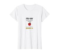 Professeur Happy Fri-Yay : 5 Jours d'arrêt, 2 Jours pour retrouver Apple Fun T-Shirt, Femme, Blanc, M