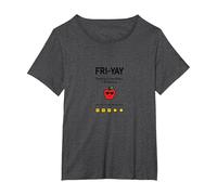 Professeur Happy Fri-Yay : 5 Jours d'arrêt, 2 Jours pour retrouver Apple Fun T-Shirt, Femme Grandes Tailles, Chiné Foncé, 2X
