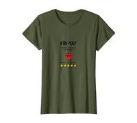 Professeur Happy Fri-Yay : 5 Jours d'arrêt, 2 Jours pour retrouver Apple Fun T-Shirt, Femme, Olive, 3XL