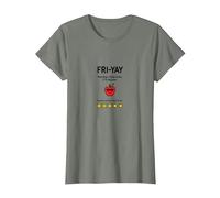 Professeur Happy Fri-Yay : 5 Jours d'arrêt, 2 Jours pour retrouver Apple Fun T-Shirt, Femme, Vert Kaki chiné, S