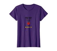 Professeur Happy Fri-Yay : 5 Jours d'arrêt, 2 Jours pour retrouver Apple Fun T-Shirt, Femme, Violet, XL