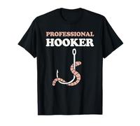 Professeur Professionnel, pêcheur drôle, ver sur Un hameçon T-Shirt