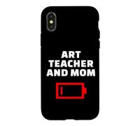Professeure d'art fatiguée et Maman drôle, Batterie Faible, Maman Coque pour iPhone X/XS