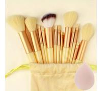 Professiona 13 Pièces Ensemble De Pinceaux De Maquillage Fond De Teint Fard À Paupières Blush Poudre Mélange Doux Moelleux Cosmétique Ensemble Complet Outil De Maquillage Féminin.Yellow With Bag.