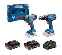 Professional 18V System Bosch perceuse-visseuse à percussion sans-fil GSB 18V-21 et visseuse à chocs sans-fil GDR 18V-160 (avec 2 batteries 2,0 Ah, chargeur AL1820 CV, dans L-BOXX 136)