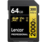 Professional 2000X Carte Sd 64 Go, Carte Mémoire Sdxc Uhs-Ii Sans Lecteur, Jusqu'À 300 Mo/S En Lecture, Pour Dslr, Caméras Vidéo En Qualité Cinéma (Lsd2000064G-Bnnag)