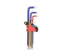 Professional Grade Hex Key Set, Lengthened Flat End Wrench Set, Multicolor Metric L Keys with Holding Function, 9-Piece Kit