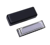 Professional Harmonica Harmonica Blues En Do 10 Trous Avec Anches Bronze Phosphoreux Kit Diatonique Pour Débutant(Silver)