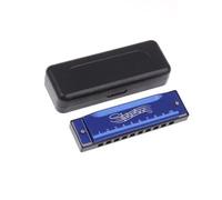 Professional Harmonica Harmonica En Do À 10 Trous Métal Idéal Pour Les Débutants. Livré Avec Un Étui(Blue)