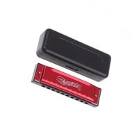 Professional Harmonica Harmonica En Métal Pour Débutants Et Adultes Do Majeur 10 Trous Avec Étui(Red)